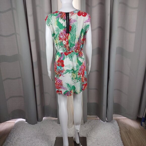 BeBop Red Green Floral Sleeveless Fit Flare Zip Back Knit Midi Dress Size XL - Picture 4 of 12